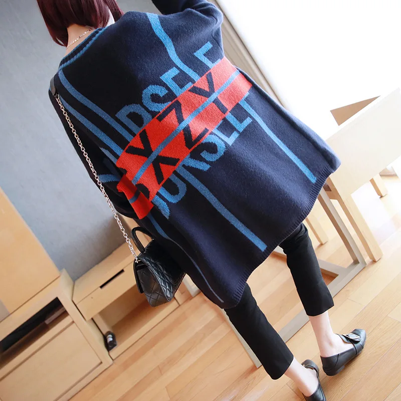 

Big yards long section of loose long-sleeved cardigan sweater women's 2019 autumn and winter thick sweater coat