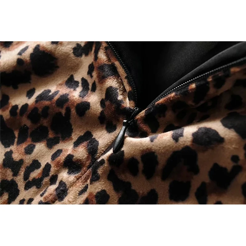 

Sukibandra Autumn Fall 2020 Leopard Print Lace Velvet Women Vintage Skirt Sexy Short Mini High Waist Woman Skirts Brown Skirt