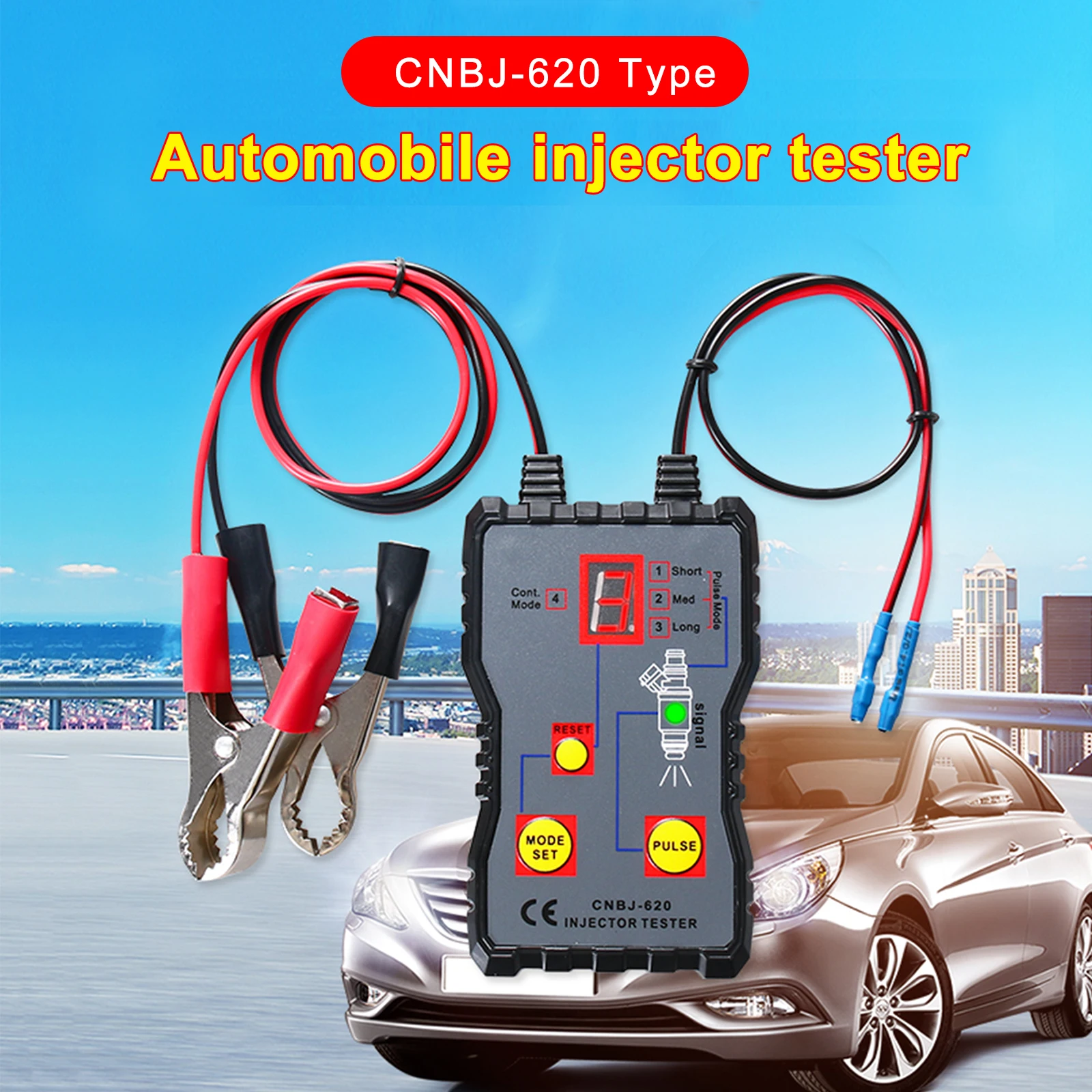 

12V Fuel Injector Tester LED 4 Pluse Modes Powerful Fuel System Scan Tool Test Stuck Leaking Burnt-out Problem