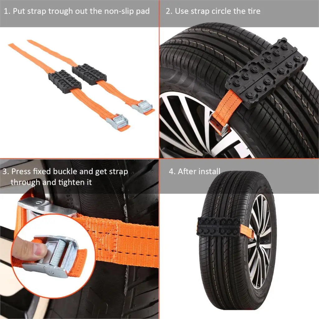 2 шт. пластиковые автомобильные цепи для снега шин противоскользящие колесные