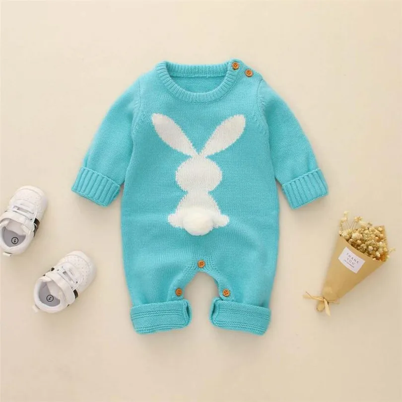 Knitted Baby Romper Girl Autumn Winter Newborn Baby Clothes Rabbit Animal Cotton Baby Boy Romper Infant Baby Jumpsuit For Boy