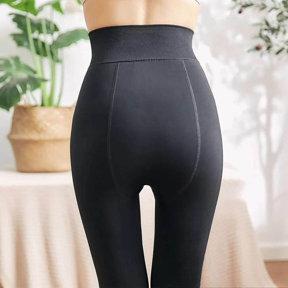 

Warm Women's Plus Velvet Winter Leggings Ankle-Length Keep Warm Solid Pants High Waist Large Size Women Leggings