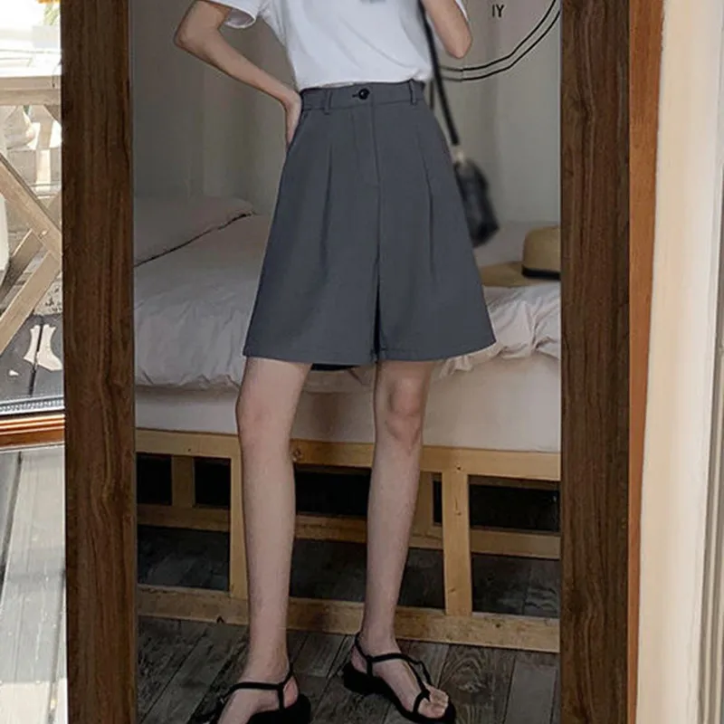 

Women Knee Korean Style Pants Summer Casual Fashion Loose High Waist Wide Leg Female Lady Girl Pant Fast Drop Shipping