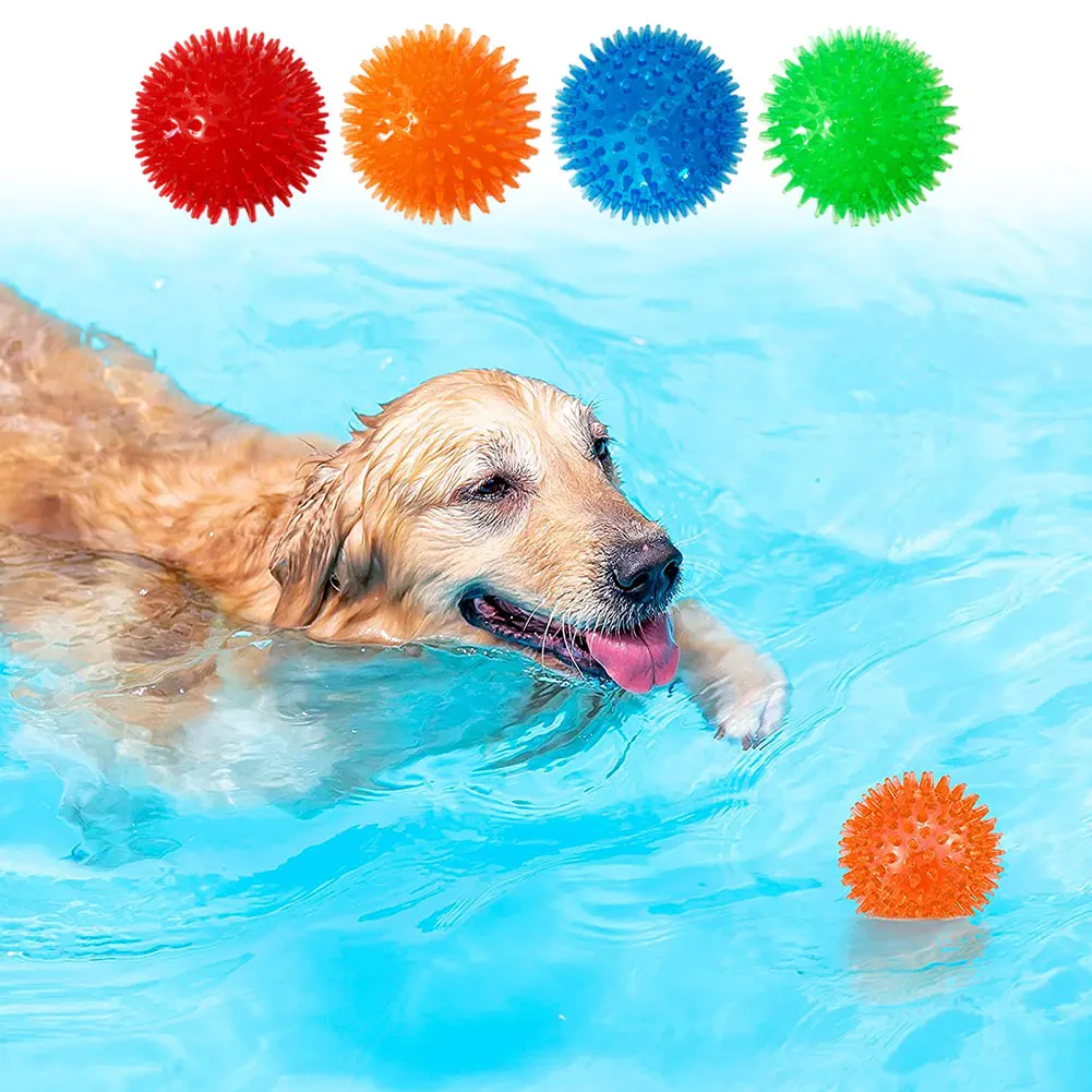 

Dog Toys Squeak Bouncing Ball Floatable Springy Pet Toys Squeaky Ball Bite Resistant For Small To Large Dogs Tooth Cleaning Toy