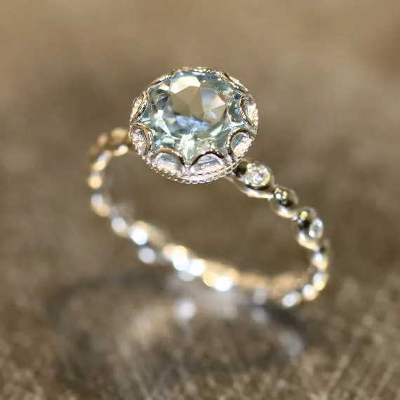 

Blue Topaz Ring 925 Sterling Silver Rings For Women Halo Engagement Ring Gemstones Fine Jewelry Wholesale