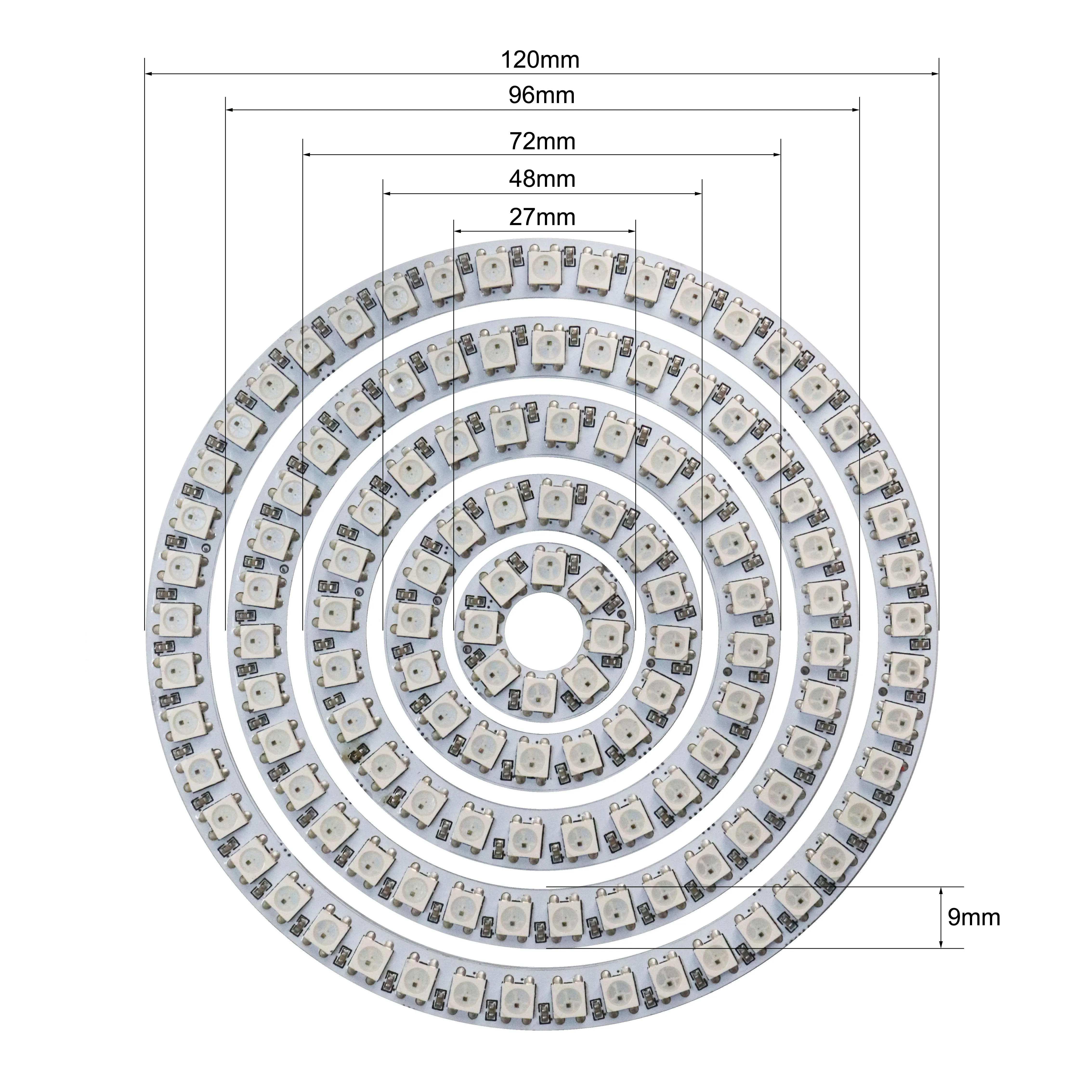Пиксельное светодиодное кольцо WS2812B 8/16/24/35/45 светодиодов 5050 RGB WS2812 с цветной IC