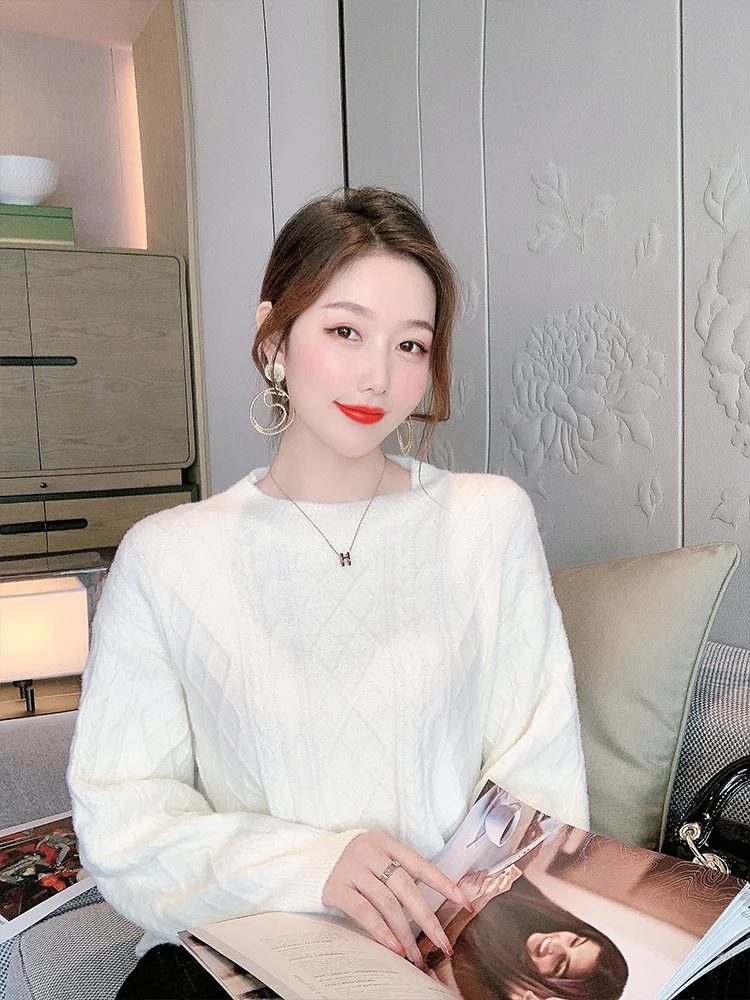 

Women's sweater new autumn and winter versatile long sleeve women's top Slouchy style Pullover crew neck knitted bottoming shirt
