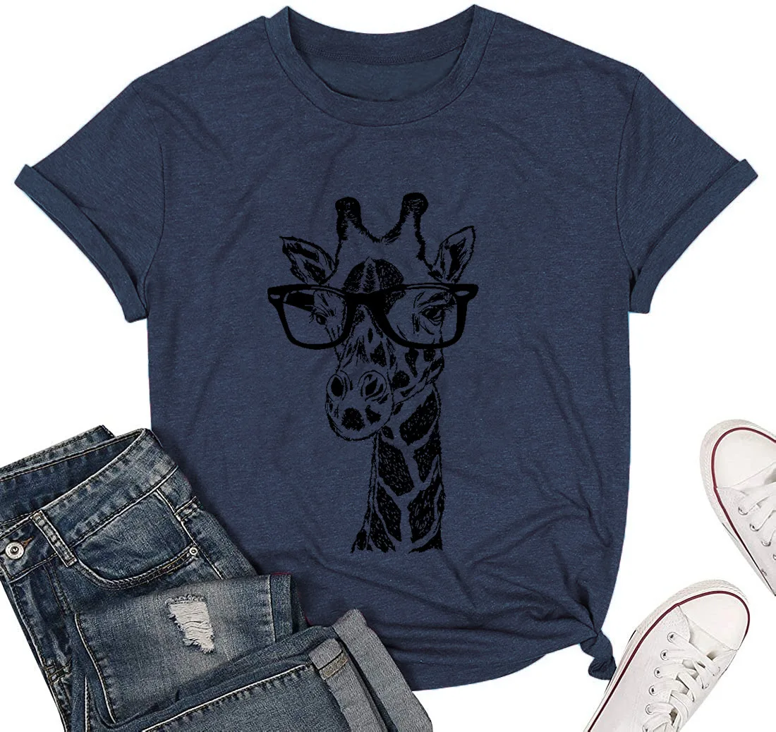 

Giraffe Tshirt Plus Size Women Animal Tops Vintage Animal Casual Woman Clothes 2020 Kawaii Top Graphic Tees