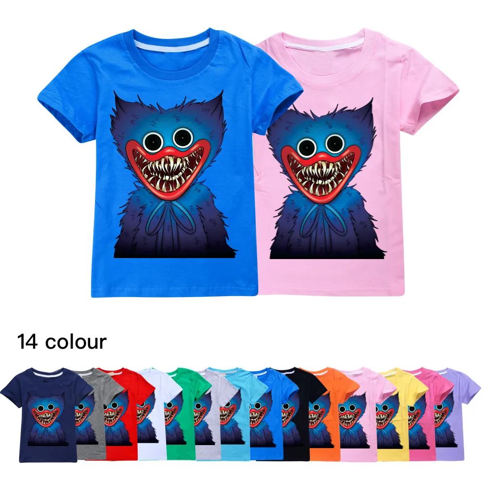 

Poppy Playtime T Shirt Boys Girls Summer Short Sleeve Tshirts Huggy Wuggy Fear Scary T-Shirt Children's Cartoon Tees Shirts Tops