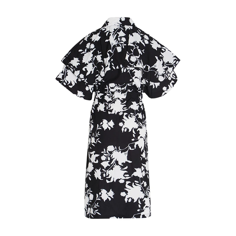 Женское длинное платье TWOTWINSTYLE летнее с v образным вырезом оборками рукавами