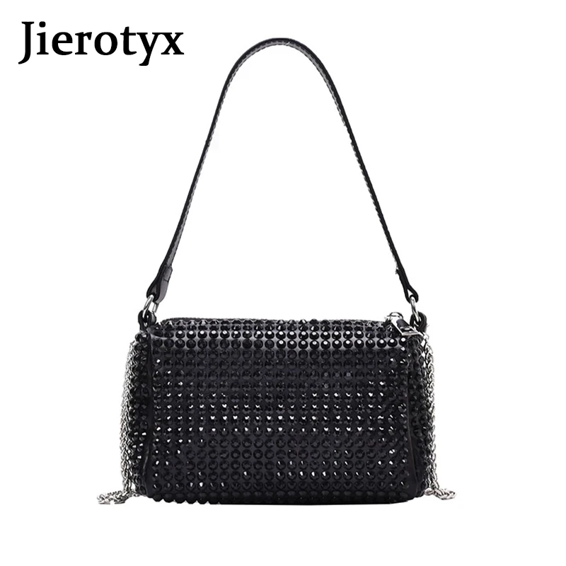 

JIEROTYX PU Leather High Quality Ladies Handbags Small Casual Female Totes Chic Diamond Handbags Messenger Shoulder Bags
