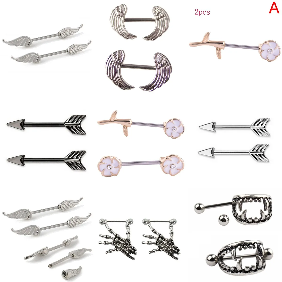 1 шт. модный пирсинг ювелирные изделия Сплав Крылья Ангела щиты кольцо перо соска