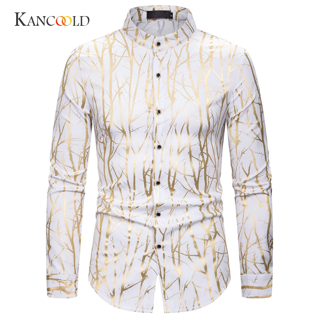 KANCOOLD мужские рубашки новинка 2019 модные с длинным рукавом принтом сшитые