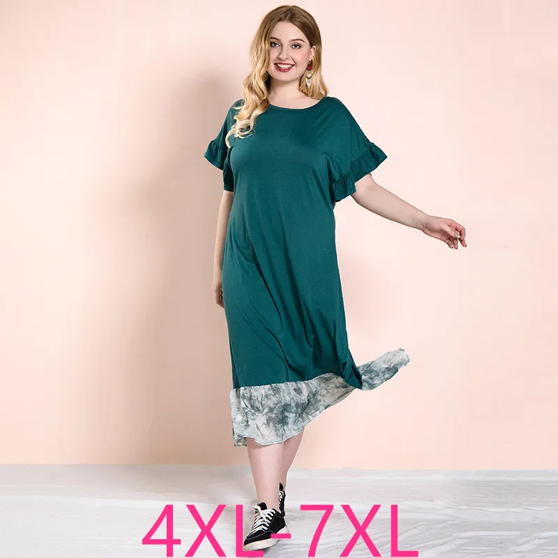 Женское летнее Длинное свободное платье с круглым вырезом размеры 4XL 5XL 6XL 7XL |