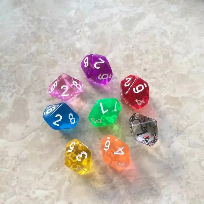 10 шт. Разноцветные Игральные Кости 6 цветов двухсторонних кубиков 0-9 забавная