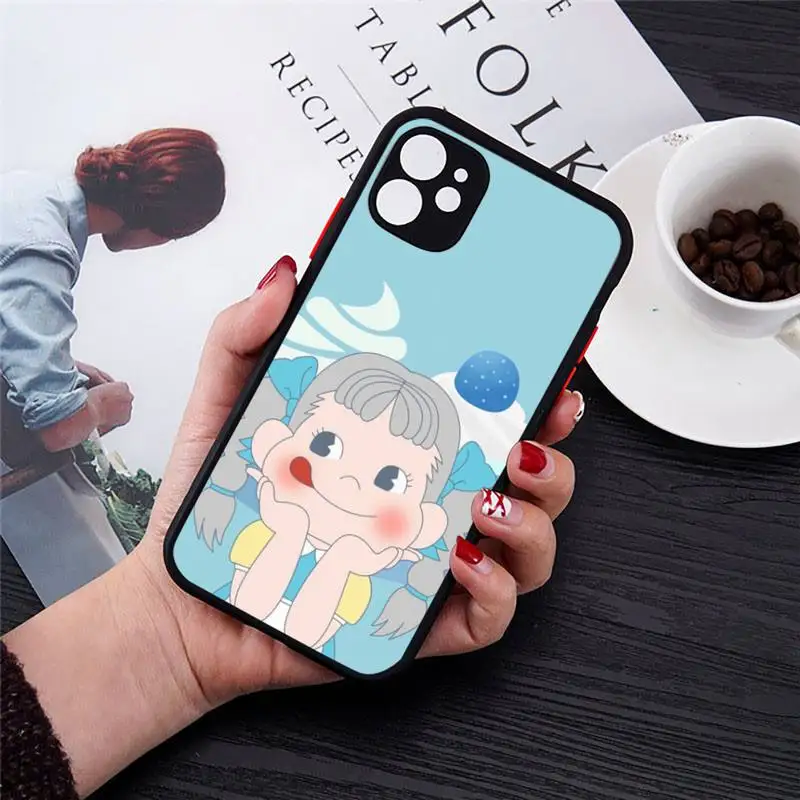 

Fujiya Milky Peko chan Phone Case Matte Transparent for iPhone 7 8 11 12 s mini pro X XS XR MAX Plus cover funda shell