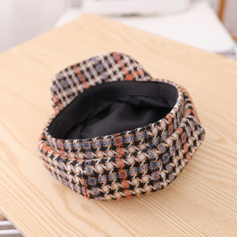 Осенние шляпы для новорожденных девочек хлопковый клетчатый берет шапка с