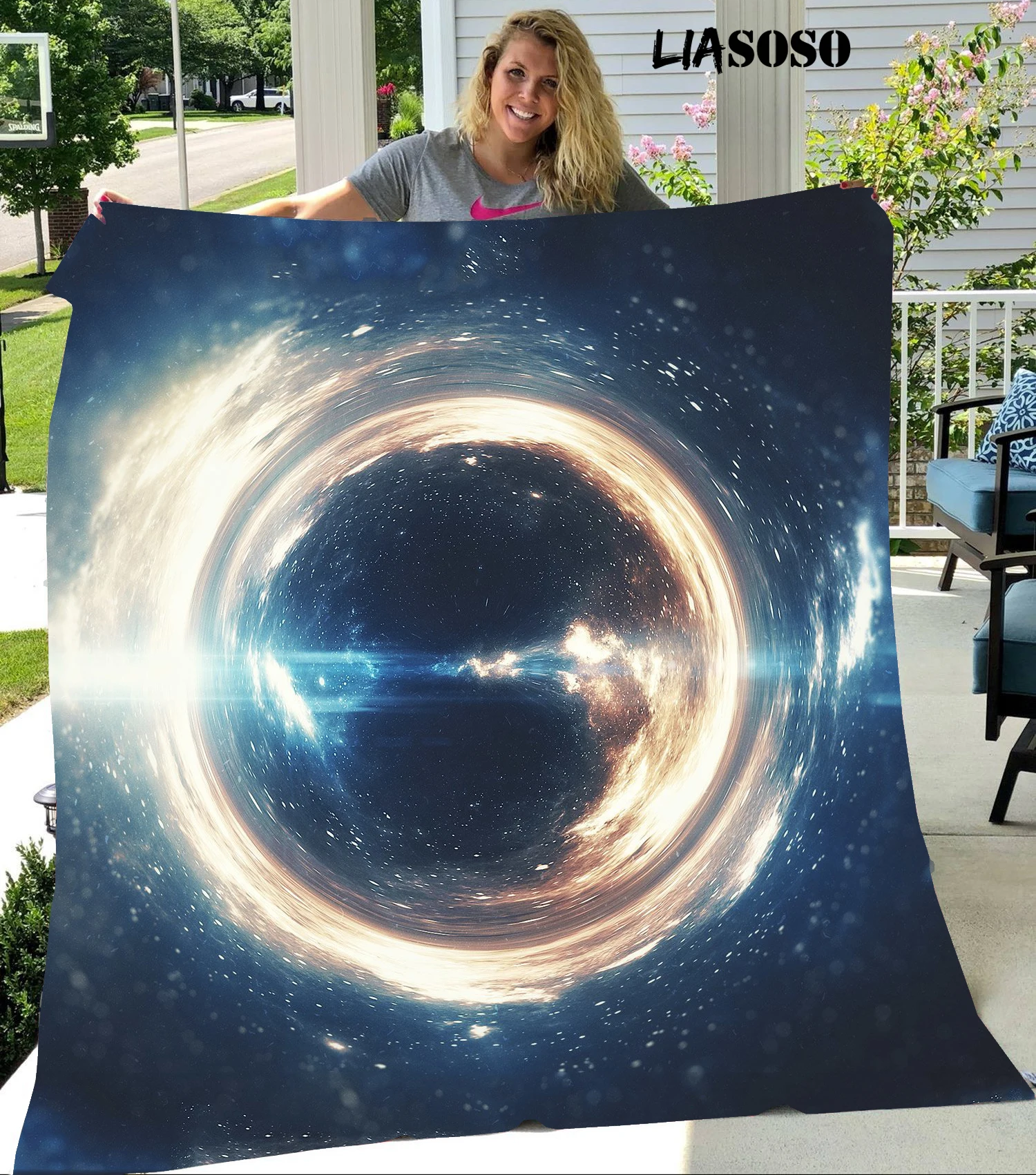 

LIASOSO 3D Printing Sofa Bedding Warm Exploration Universe Pattern Office Harajuku Plush Blanket Bedspread Soft Travel