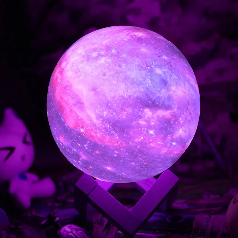 

3D Лунная лампа, настольные светильники с дистанционным управлением, кольцевая левирующая Лунная лампа, светодиодная Скандинавская луна, ак...