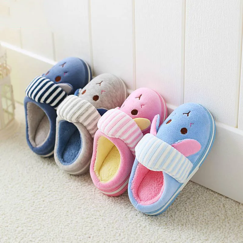 Новые детские хлопковые тапочки для мальчиков и девочек теплые зимние домашние с