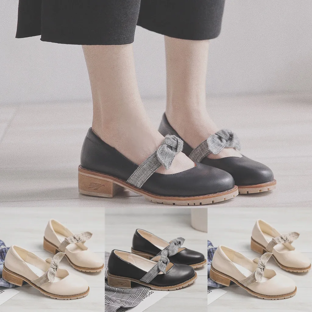 

Shoes Woman Butterfly-knot Mid Heel Round Toe Slip-On Mixed Colors Shallow Authentic Fashionable Shoes Woman Casual