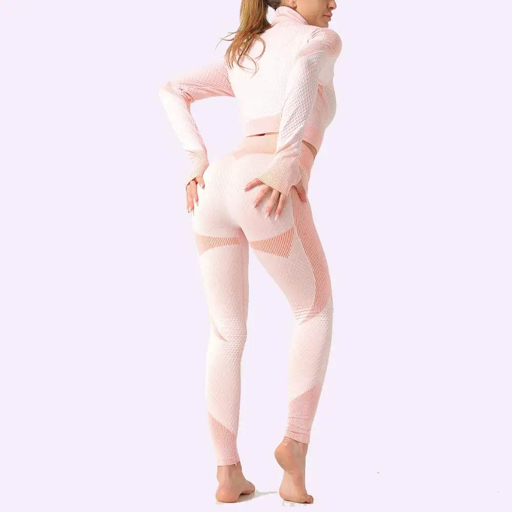 Цветные Бесшовные спортивные комплекты для йоги женские эластичные костюмы