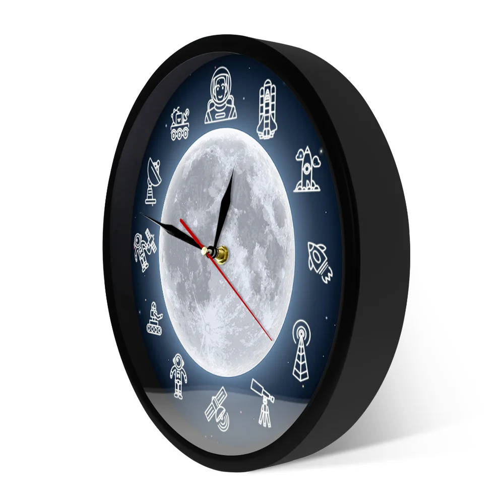 Современные настенные часы с космосом путешествиями луной астронавтом круглыми
