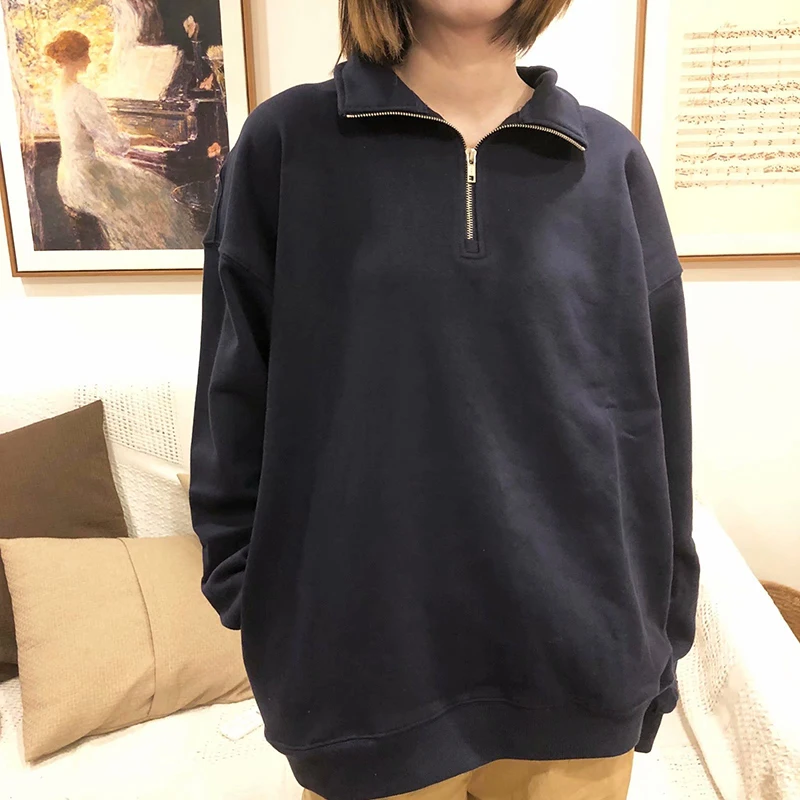 

Свободные хлопковые толстовки унисекс, весна-осень 2022, модные женские мягкие Пуловеры с отложным воротником, винтажные шикарные женские пуловеры