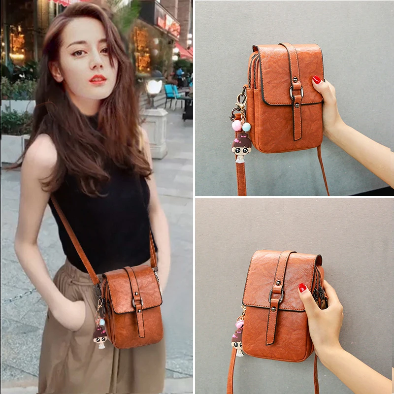 Женские маленькие сумки через плечо из искусственной кожи вертикальная Дамская