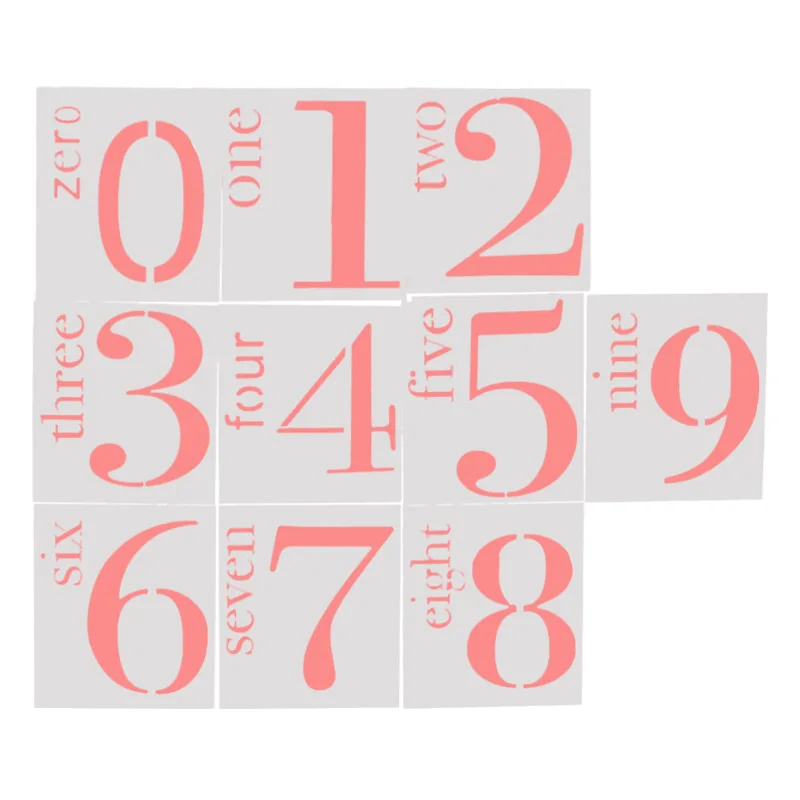 10 шт. трафареты из ПВХ с английскими цифрами для рукоделия | Канцтовары офиса и