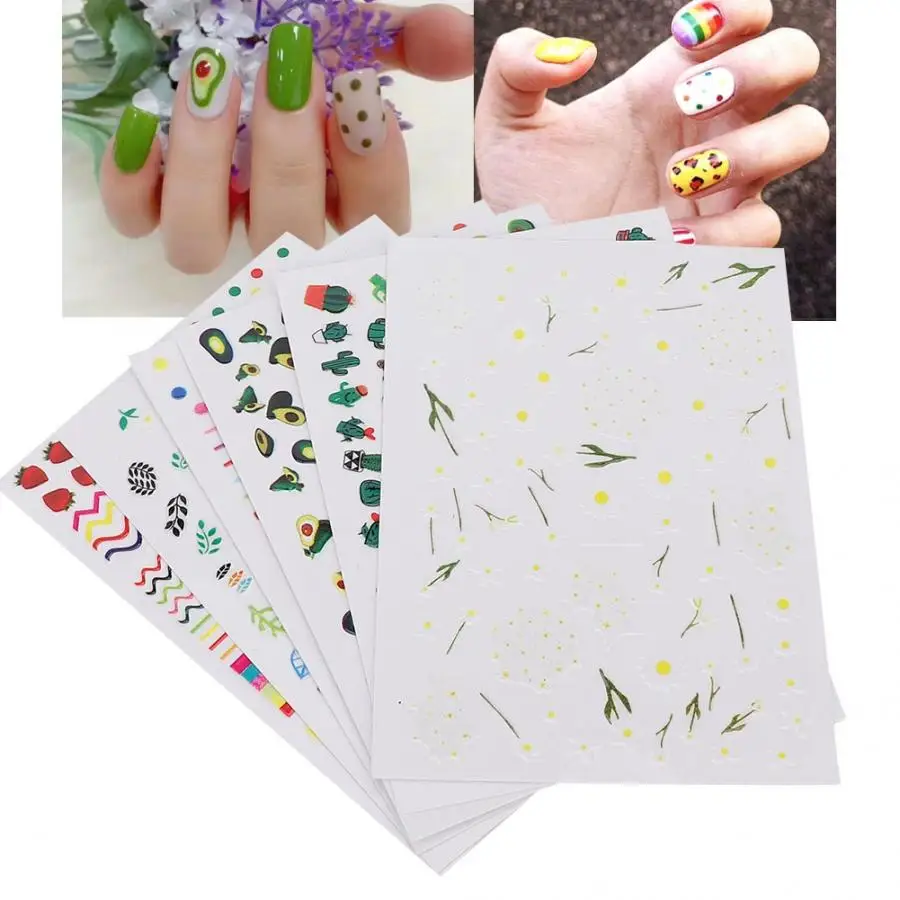 Наклейки для ногтей 6 шт изысканный дизайн стикер авокадо шаблон самоклеющаяся