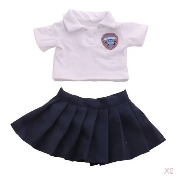 

Lovely Short Sleeve Top Pleated Skirt Uniforms 18inch American Dolls Dress Up