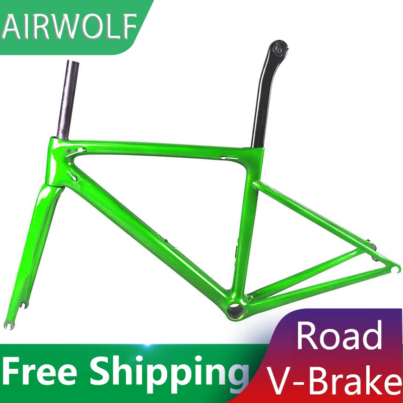 

AIRWOLF Carbon Frame Rim Brake Road Frame Internal Cable Quick Release 130*9mm Max Tire Size 700C 25C Racing Road Bike Framset