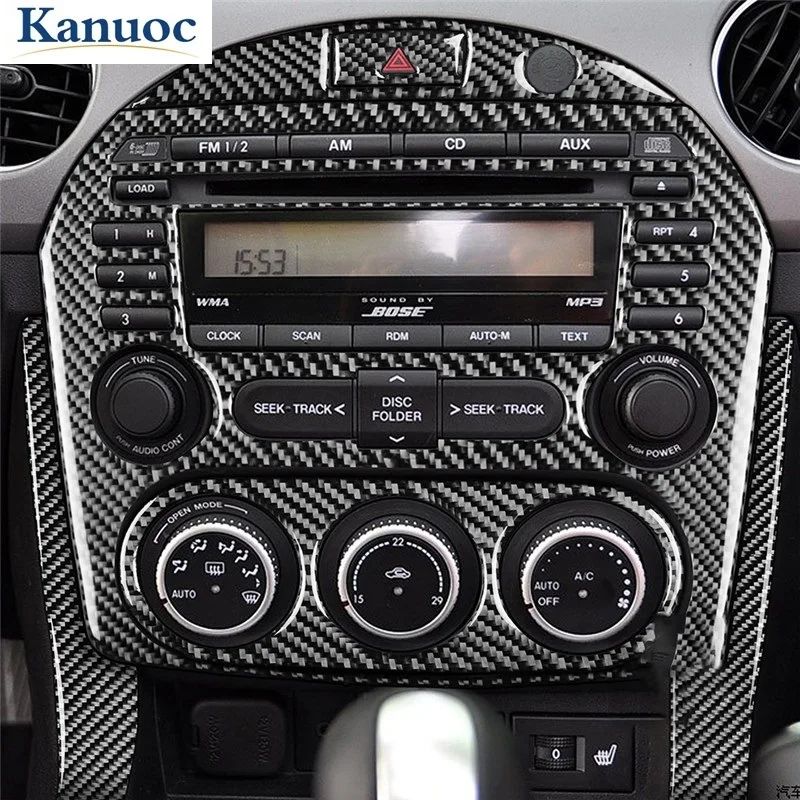

6 шт./компл. для Mazda MX5 Miata 2009-2015, автомобильная центральная консоль, рамка CD, отделочная крышка, наклейка из углеродного волокна, аксессуары дл...