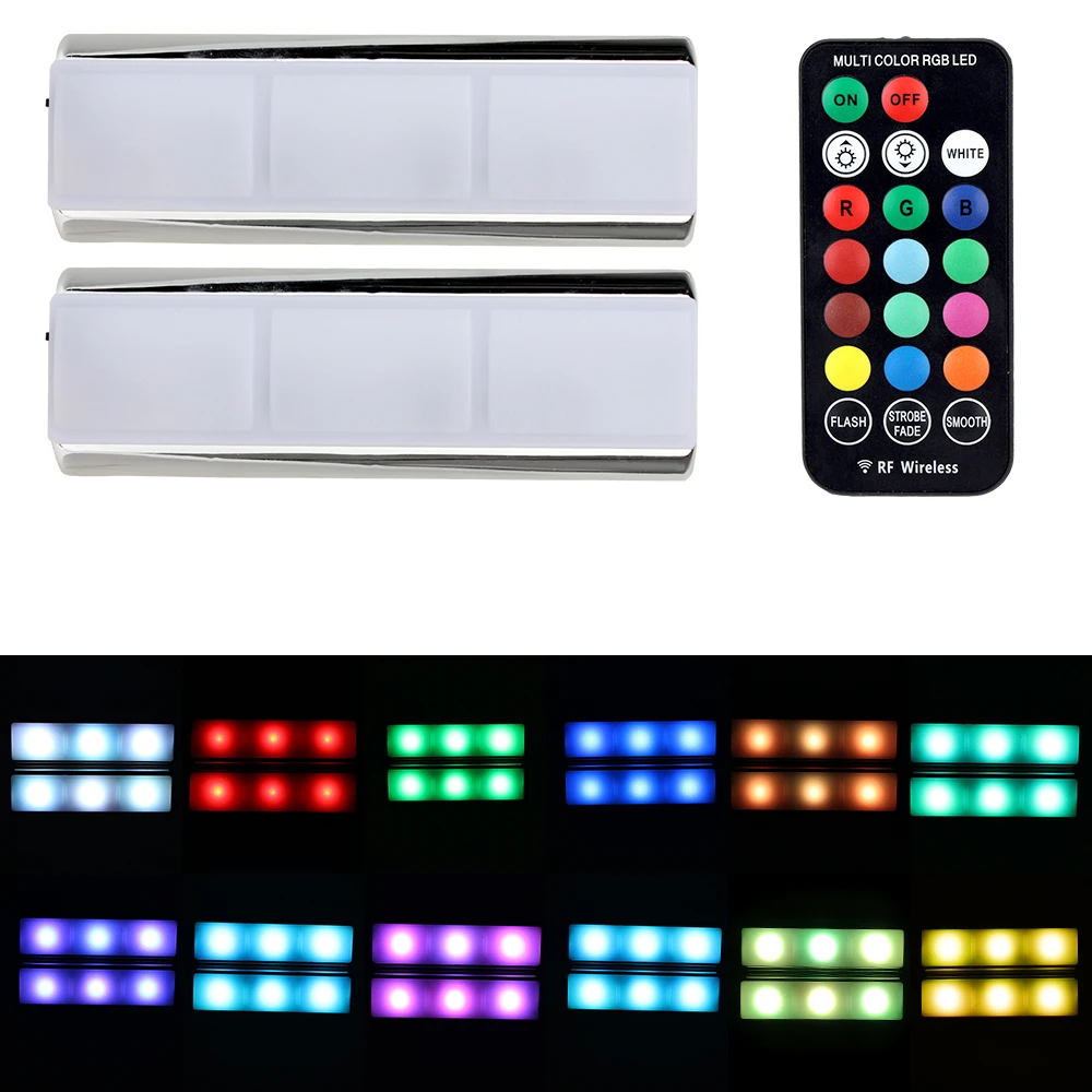 

LED Car Decorative Lamp Car Interior Atmosphere Light LED Wireless Remote Auto Ambient Light Lamp 2 PCS RGB Charging Foot Light