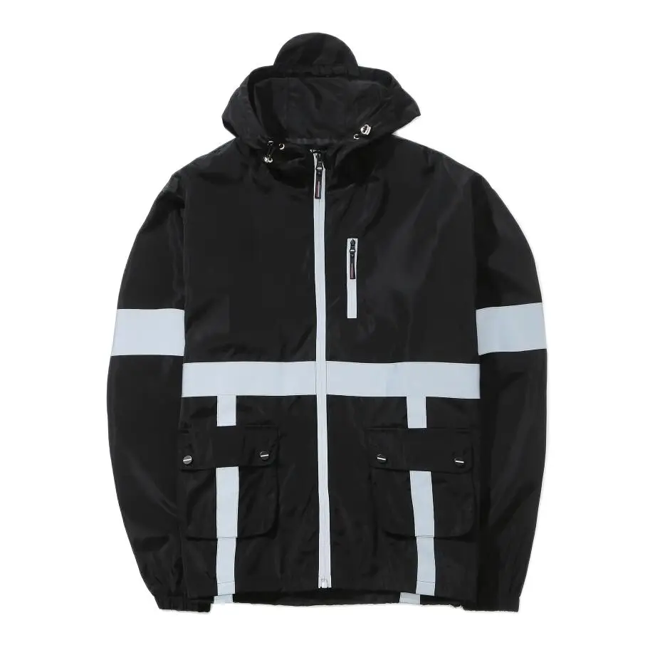 Мужская Осенняя Светоотражающая Лоскутная Повседневная куртка с капюшоном