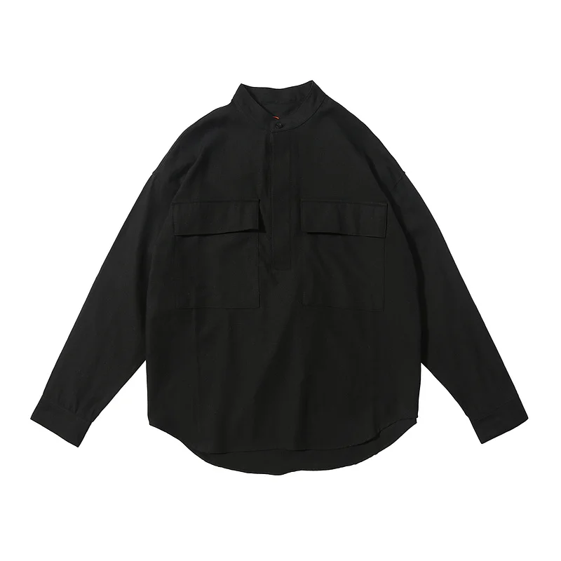 

2019 Best Version FG 6TH Pullover Henley Striped Men Shirts Hiphop Streetwear Men Oversized Casual Long Sleeve Shirts