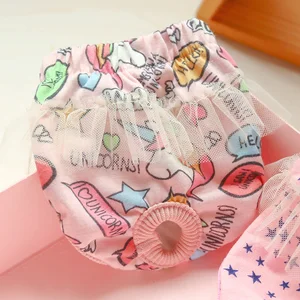 Трусики принцессы для собак, милые розовые Хлопковые Штаны для домашних животных, подгузники с котом для девочек, физиологические гигиенические аксессуары