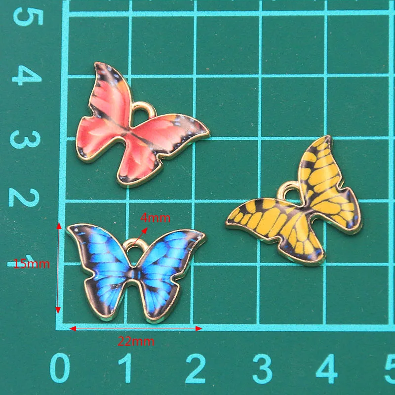 

8pcs 15*22mm 8 Color Color Oil Drop Butterfly Metal Alloy Jewelry Animal Pendant DIY Bracelet Necklace Pendant Found
