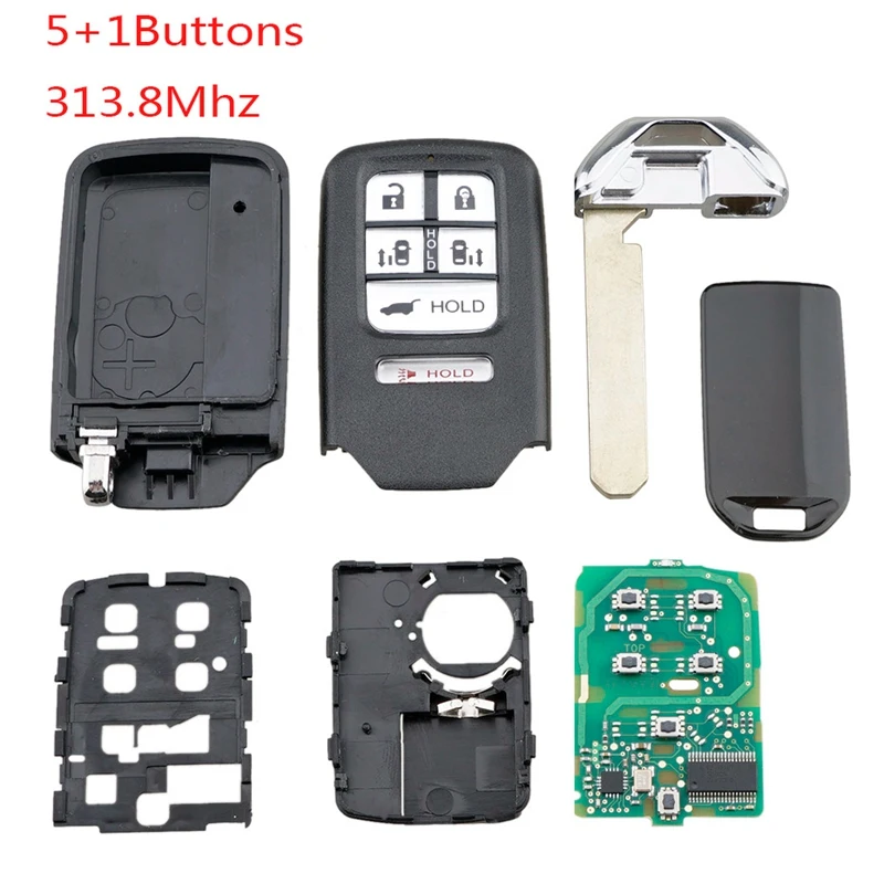 Новинка 5 + 1 кнопка 313 8 МГц подходит для 2014 2015 2016 2017 Honda Odyssey Keyless Smart дистанционный