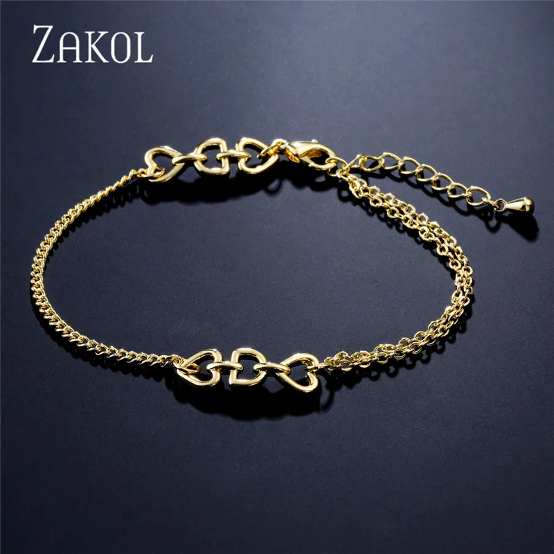 

ZAKOL Korea Style Trendy Gold Color Geometry Chain Bracelets Hip Hop Metal Brangle for Women Girl Party Jewelry