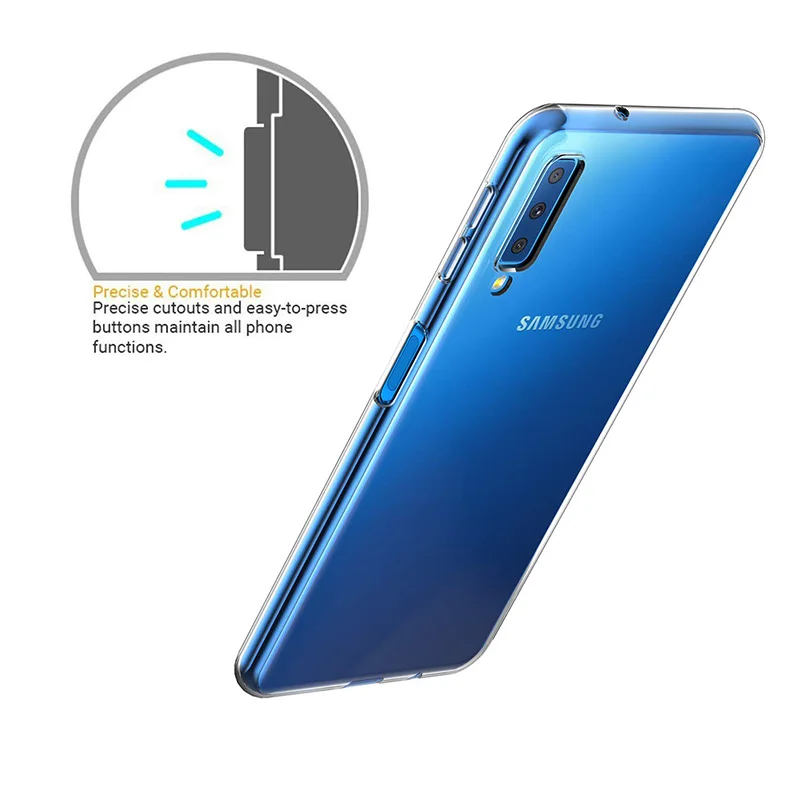 Прозрачные силиконовые чехлы для Samsung Galaxy A7 2018 роскошный чехол Мягкий защитный из