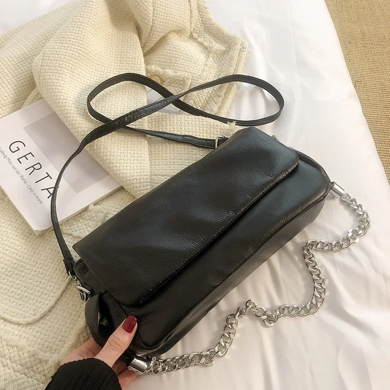 

Leather Textured Shoulder Bag Women's Bag 2021 New Fashion Winter Soft Leather Crossbody Bag Chain Shoulder Underarm Bag