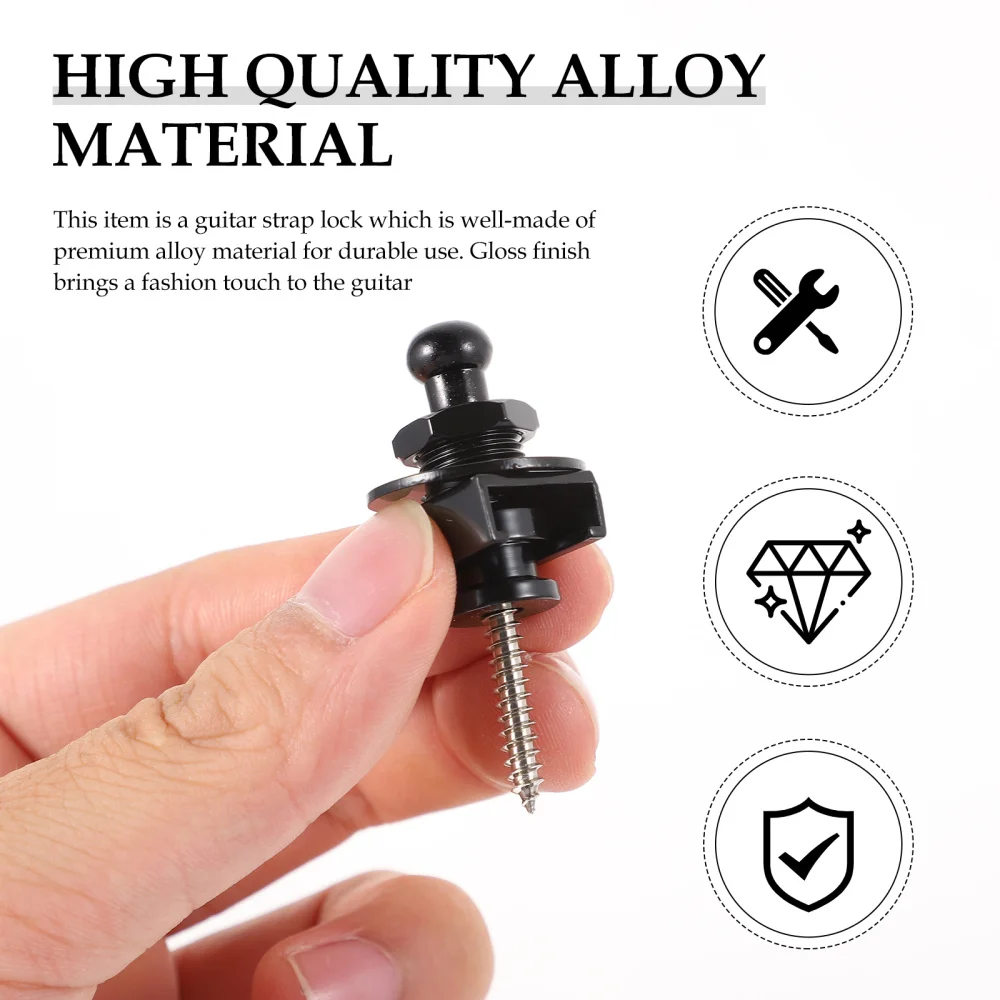 

10Pcs Creative Guitar Button Pin Practical Guitar Strap Buckle Bass Lock Black