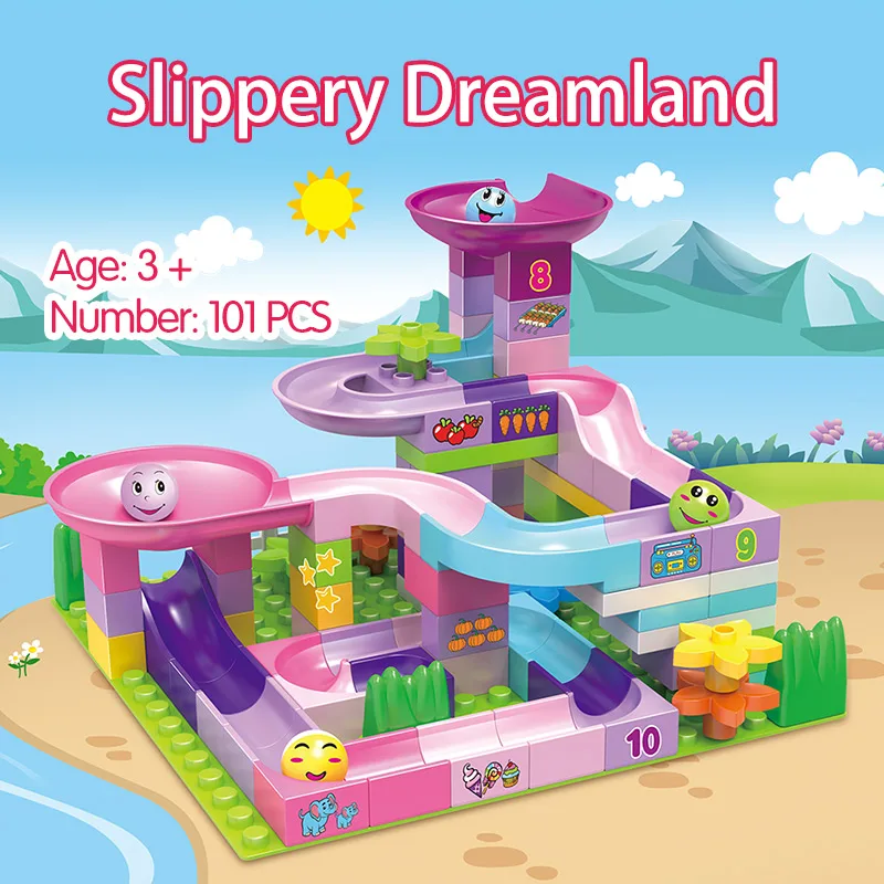 217 шт творческие Мрамор бег лабиринт шарики трек строительные блоки маленького