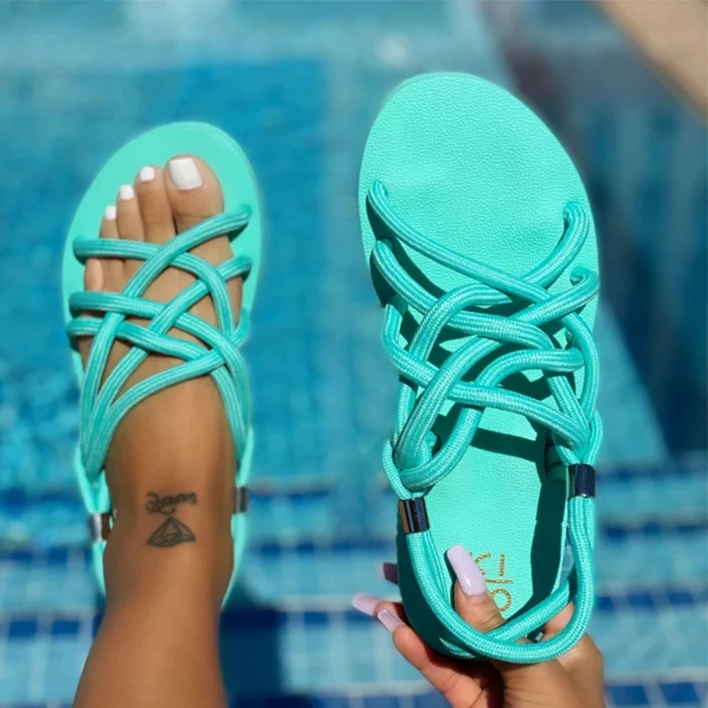 

Comfortable Woman Rope Sandals Shoes Casual Braided with Traditional Creativity Fashion Flats Sandal Women Summer Beach Shoes