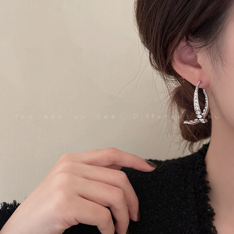 Геометрические серьги Design Sense Висячие золотые спереди и сзади необычные