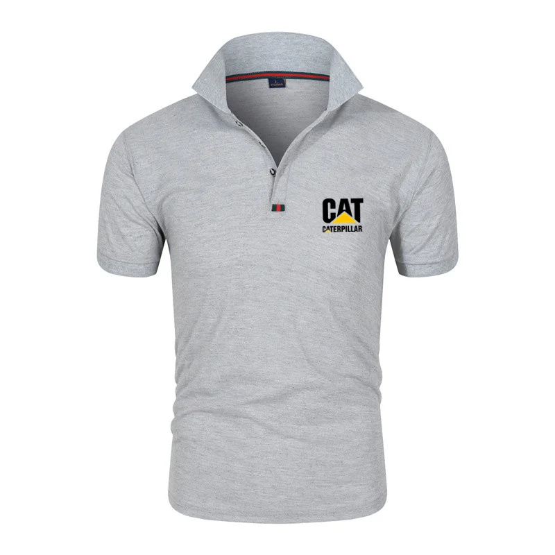 

Caterpillar print men's POLO shirt summer V-neck button-shaped breathable and quick-drying men's casual sports plus size shirt