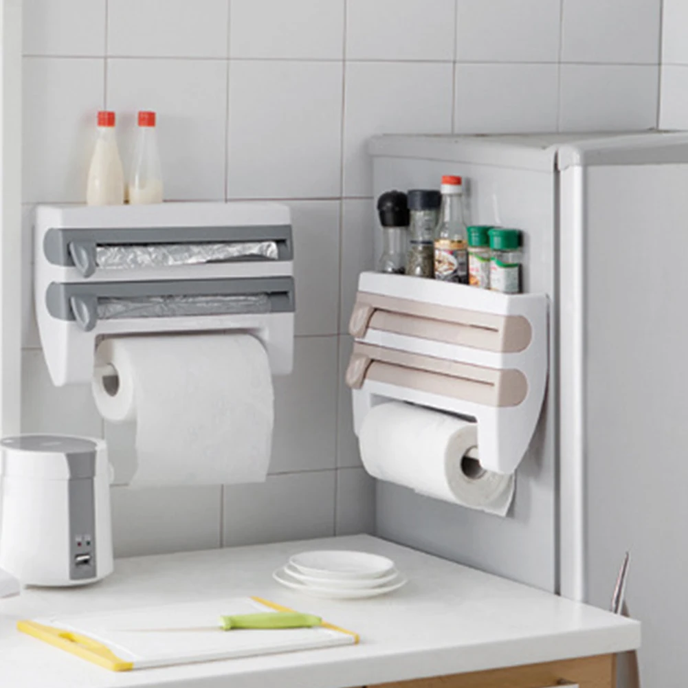 

Wall-mounted Accessories ABS Practical Home Sauce Bottle Storage Rack Kitchen Supplies Cling Film Paper Towel Holder