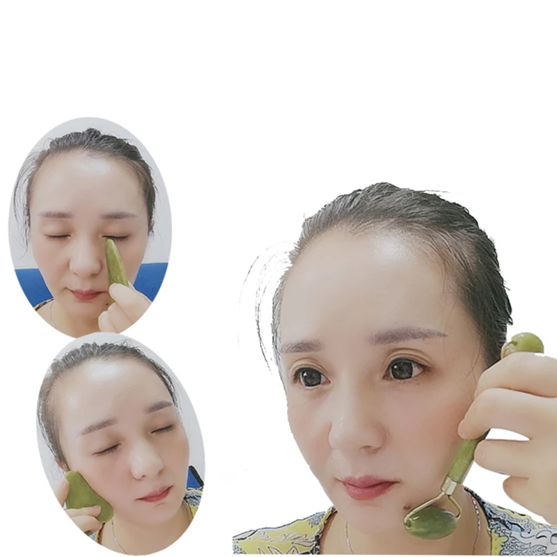 

Facial Massage Roller Guasha Board Double Heads Jade Stone Face Lift Body Skin Relaxation Slimming Beauty Neck Thin Lift